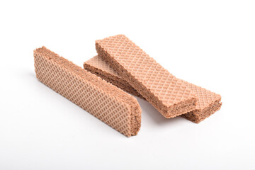 Chocolate wafers isolated on white background