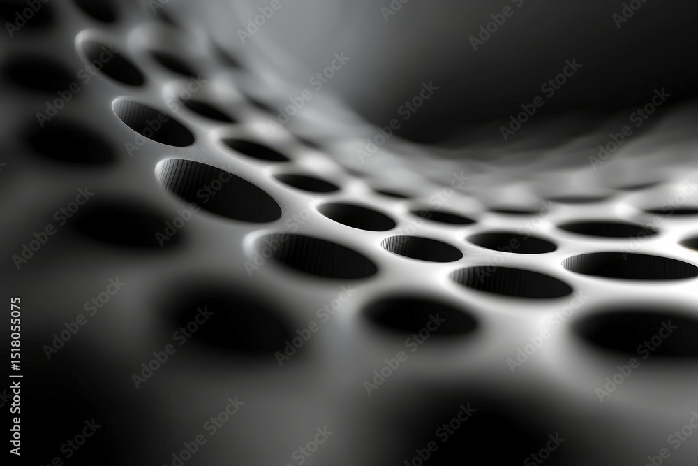 Poster abstract perforated surface: an elegant close-up shot highlighting the interplay of light and shadow