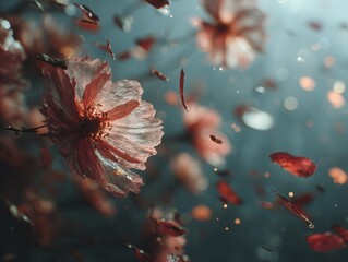 petals floating in the air 