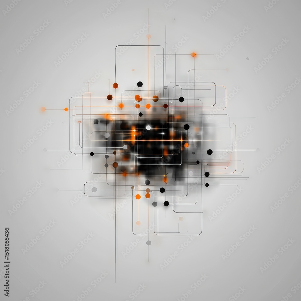 Poster abstract tech network: an intriguing and modern depiction of a complex technological network. clean 