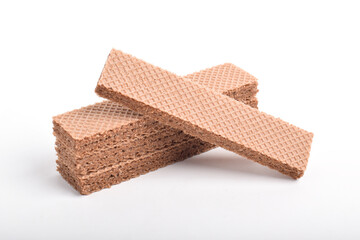 Chocolate wafers isolated on white background