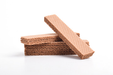 Chocolate wafers isolated on white background