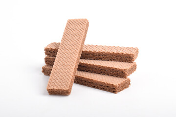 Chocolate wafers isolated on white background