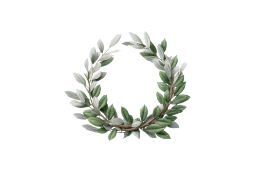 PNG Elegant laurel wreath on black background: celebratory and timeless symbol