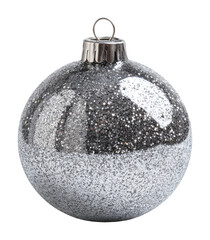 Glistening silver christmas ornament holiday setup bright view isolated on transparent background