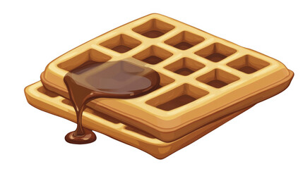 Two waffles with dripping chocolate syrup on a transparent background, PNG image, PNG file.