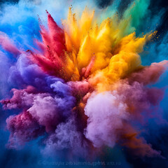 Explosive burst of vibrant colorful powder in a dynamic abstract composition illustrating artistic expression and creativity