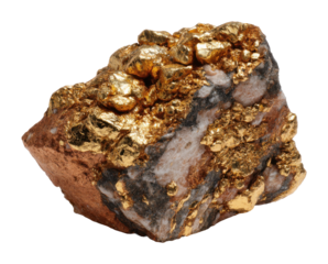 Mining gold ore action underground location mineral content industrial environment viewpoint isolated on transparent background