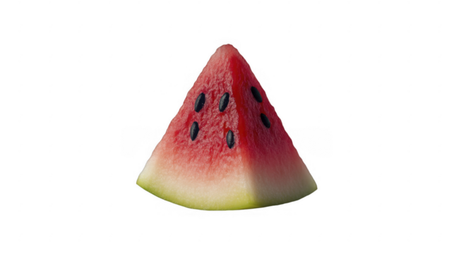 Triangular slice of fresh watermelon with seeds on a transparent background, PNG image, PNG file.