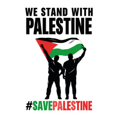 Powerful “We Stand With Palestine” Solidarity T-Shirt Featuring Palestinian Flag and Activist Silhouette Bold Pro-Palestine Statement Tee for Justice and Freedom Supporters