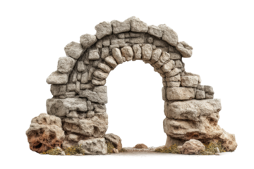 PNG Ancient stone archway ruins with weathered rocks and mossy details