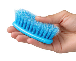 Handheld blue brush cleaning tool for home use product practicality isolated on transparent background