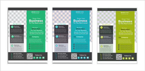 a bundle of 3 templatesbusiness  flyer design, in blue color, and modern design,marketing,business proposal, promotion, advertise, publication and editable vector template design.
