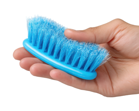 Handheld blue brush cleaning tool for home use product practicality isolated on transparent background