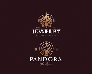 vintage classic with diamond pearl shell and oyster sea element luxury logo