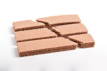 Wafers with chocolate isolated on white background