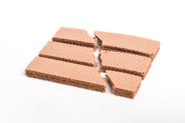 Wafers with chocolate isolated on white background