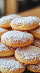 Delicious powdered sugar cookies stacked high, perfect for dessert, tea time, and festive occasions. These sweet treats are sure to please any palate or gathering