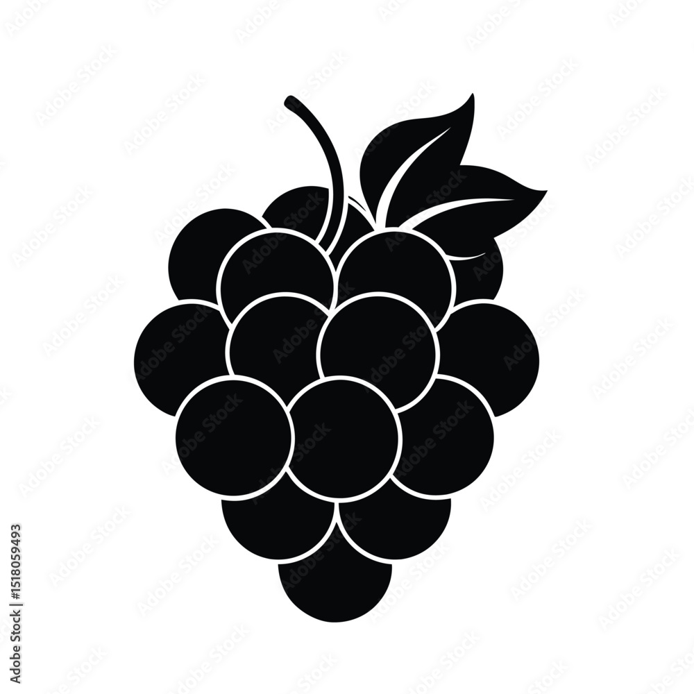 Poster simple grape silhouette icon design featuring a minimalist fruit illustration on a white background 