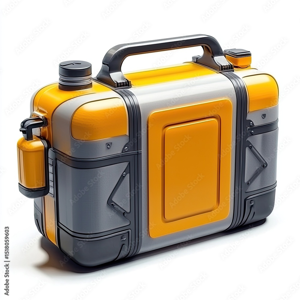 Aufkleber rugged storage container designed for durability and functionality, featuring bright yellow and gray