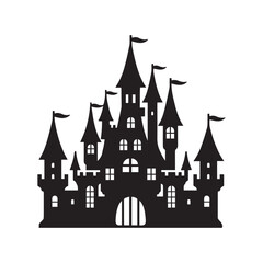 Intricate Fantasy Castle Silhouette - Royal Fortress Vector Design for Storytelling