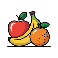 vectors of apple, banana and orange. 