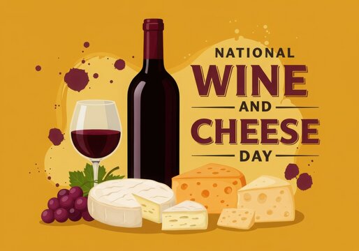 National wine and cheese day celebration illustration