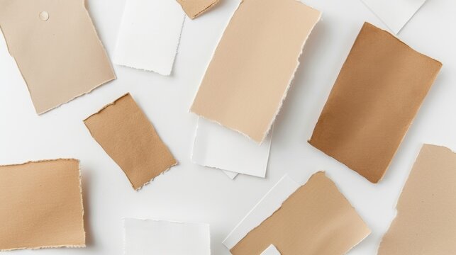 White Background with Paper Fragments & Typography Space