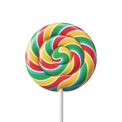 Vibrant Spiral Lollipop on Transparent Background - Colorful Candy Isolated PNG