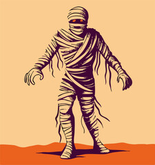 Vintage Style Mummy Illustration, Halloween Graphic