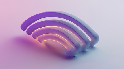 Three-dimensional wifi symbol with vibrant gradients.