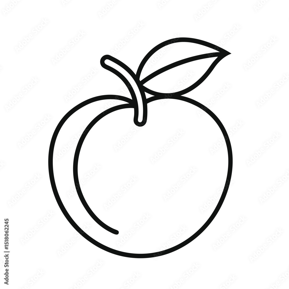Poster simple peach fruit outline vector icon on white background for graphic design and creative projects 