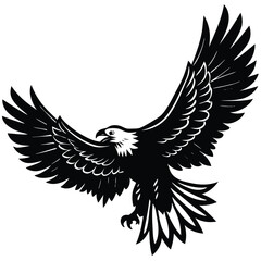 eagle swooping down black and white sharp wings