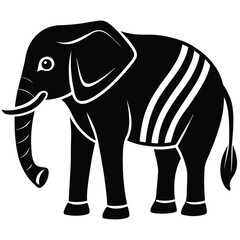 elephant black and white illustration simple