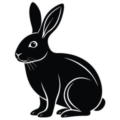 rabbit bunny hare silhouette vector black and white