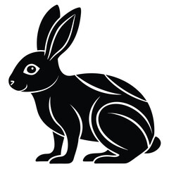 rabbit black and white graphic simplified minimalist