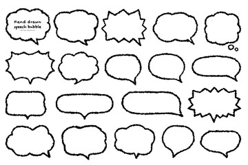 黒線フリーハンドふきだし素材