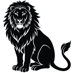 sitting lion detailed illustration bold majestic