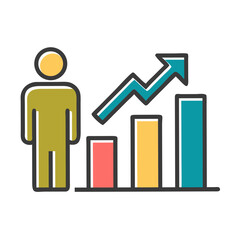 People standing on a building  a graph rising Uptrend chart Vector