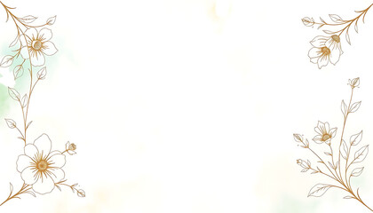 Elegant gold floral frame watercolor background