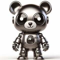 Cute 3D metallic Character cool teddy bear toy on white background