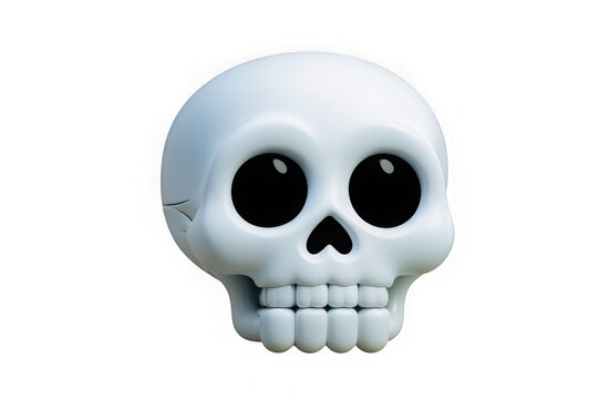 Cute cartoon skull 3d render isolated on black