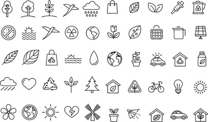Fototapeta premium Eco-Friendly Icons Set for Sustainable Branding Design Projects