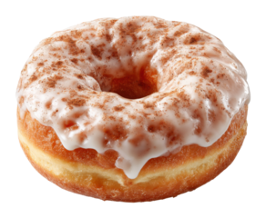 Delicious glazed donut treats bakery showcase food bright environment view isolated on transparent background