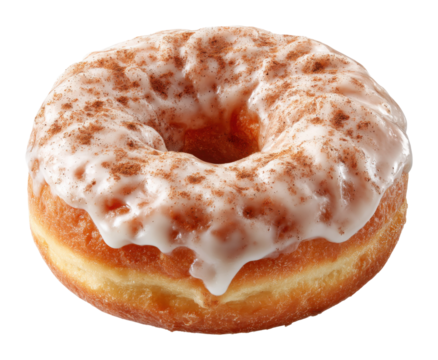 Delicious glazed donut treats bakery showcase food bright environment view isolated on transparent background