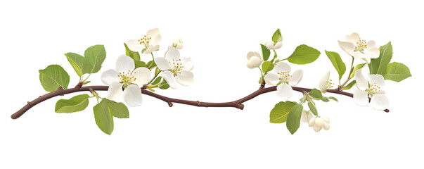 Obraz premium Aesthetic floral illustration featuring blooming white flowers on dark background