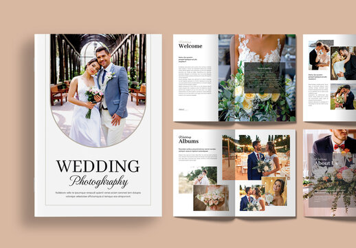 Elegant Wedding Photo Album Design with Bride and Groom