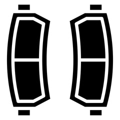 car brake pad icon Flat outline fill black and white