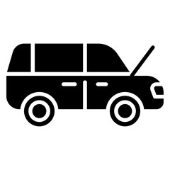 Car diagnostic icon Flat outline fill black and white