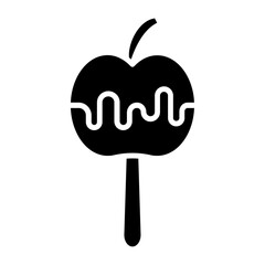 Caramelized apple icon Flat outline fill black and white